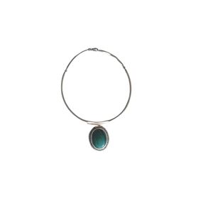 Malachite silver plated collar necklace